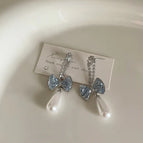 Butterfly Knot Long Earrings 925 Silver Needle Real Gold Plating