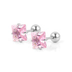 Steel Color Square Pink Zirconium / 0.8*6*6 * 4mm