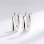 Rectangular Hollow Earrings Steel Color MS-013