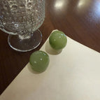 Green Semicircle Stud Earrings