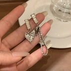 38# silver zircon love earrings