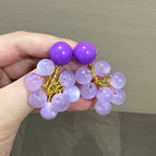 Elegant Purple Beaded Woven Earrings