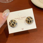 BWW1 Brown Leopard Print Stud Earrings
