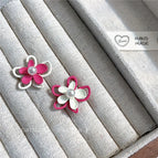 1450 White Rose Red Asymmetric 925 Silver Needle