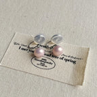 Lotus Pink 8mm Steamed Bread Pearl Ear Clip