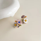 Asymmetric Flower Dripping Oil-Silver Needle