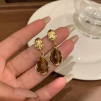 18# brown ring earrings