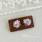 Gold Plating-Amethyst Zircon Flower Ear Studs