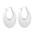 F Hollow Fat round Striped Earrings-Steel Color Ke109535-WGMW