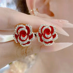 E05 Red Camellia / 925 Silver