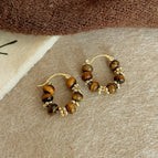 2#Tiger Eye Stone Beaded Earrings
