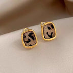 Hong Kong Style Leopard Print Irregular Earrings