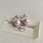 Lotus Pink 10mm Steamed Bread Pearl Ear Clip