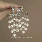 Metal Pearl Tassel Earrings