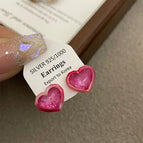 2241 Red Macaron Jelly Heart Silver Needle
