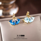 4#Ginkgo Leaf Earrings (Real Gold Plating)