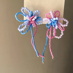109# Silver Needle-Pink-Blue Micro Glass Bead Tassel