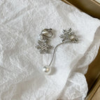 24#Ear Clip-Asymmetric Pearl Snowflake