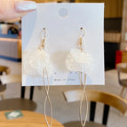 57#Transparent flower tassel ear hooks