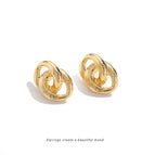 【2951】 Gold Geometric Ear Studs