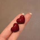 Anchor Red Heart Earrings