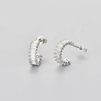 Square Diamond Arc Earrings/White Gold/White Diamond / Copper