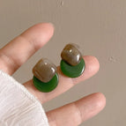 Green Geometric Resin Earrings