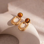 72# Silver Needle-Gold/1.3*1.1cm-Tiger Eye