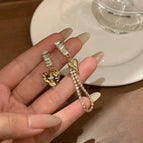 39# golden zircon love earrings