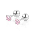 Steel Color Heart-Shaped Pink Zirconium / 0.8*6*3 * 4mm