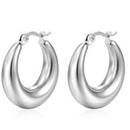 Glossy Hollow Earrings Steel Color / 18K