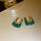 18# Ear Clip-Environmental Protection-Gold/1.3*1.1cm-Emeralds