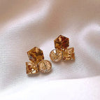 12 # Gold Sugar Cube Zirconia Earrings (Real Gold Plating)