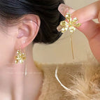 3# Silver Needle-Gold Flower Earrings