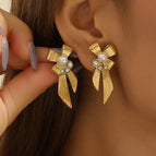 One Size / Gold / Bow & Pearl
