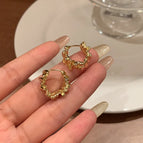 62# gold irregular pleated earrings