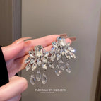 Silver heavy industry square petal drop earrings