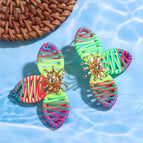 Colorful Petal Raffia Rattan Earrings