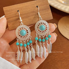 10-Blue Beads Tassel Ear Hook 114C.