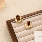 Temperament Oval Earrings Amber