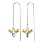 Platinum Color Separation-Bee Hanging Earrings / 925 Silver