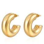 Big C- Shaped Hollow Earrings Golden Ma-019 / 18K