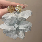 Frenchretro teal mesh petal earrings