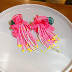 20# Silver Needle-Rose Red Flower Bead Tassel