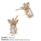 Eh902weg White Zirconium Gold Stud Earrings