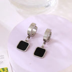 A Pair of Stainless Steel Four Square Ear Clips