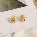 White Concentric Knot Earrings (S925 Silver Needle)