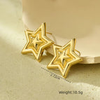 Five-Pointed Star Gold Earrings / 18K