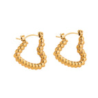 Ball Love Heart Earrings Yellow Gold