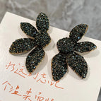 2508111 Full Diamond Petal Earrings